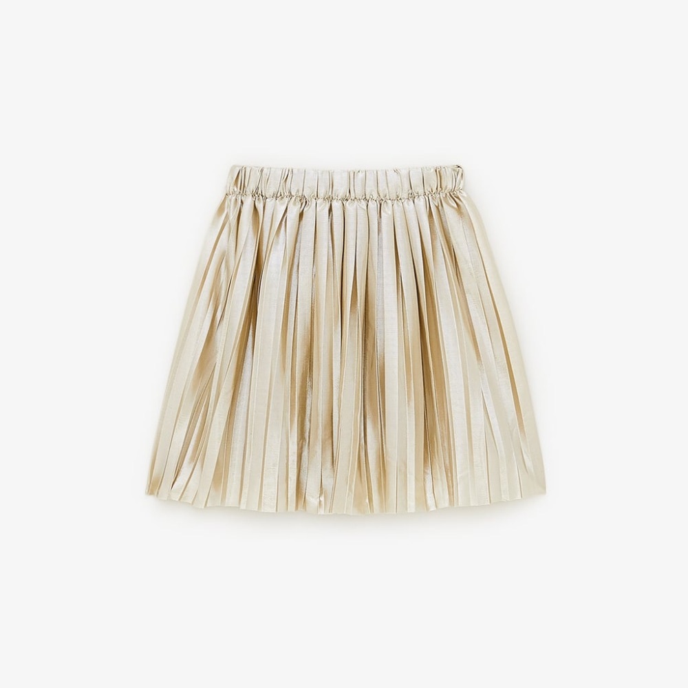 Metallic gold pleated skirt